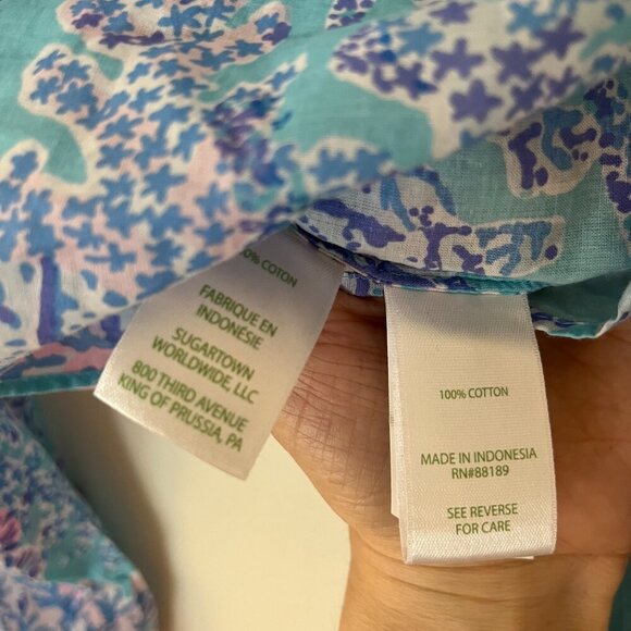 Lilly Pulitzer Coleman Top Now You Sea Me Blue Ibiza Button Up Size Small - Picture 5 of 5